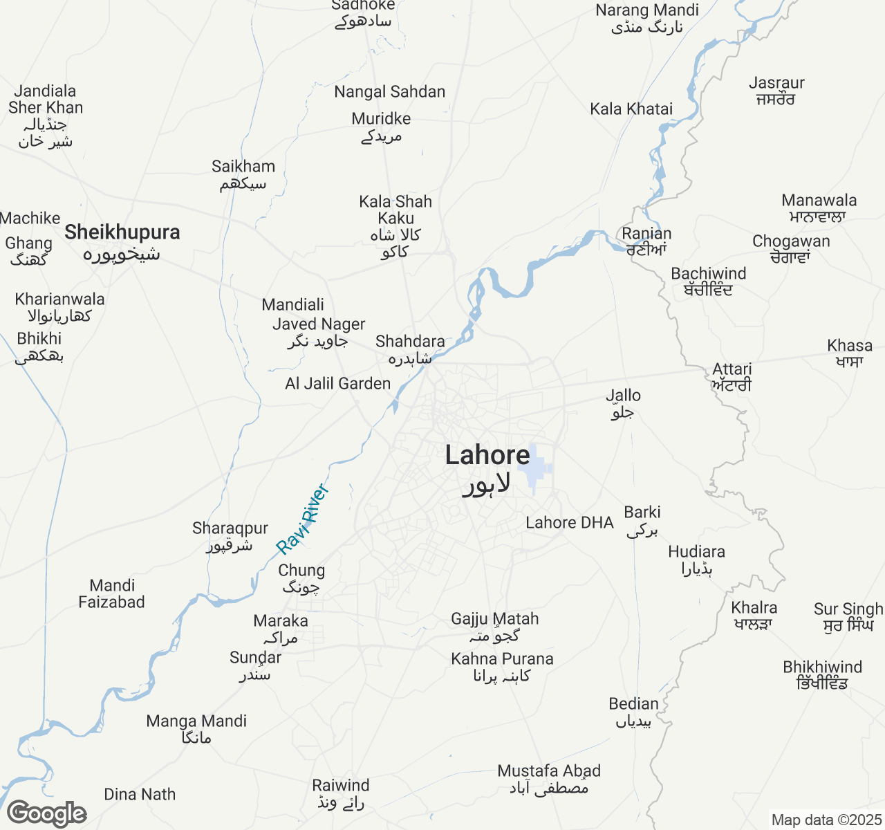 Map of Lahore
